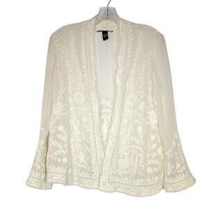 Lucky Brand sheer lace open-front cardigan, size small, Boho, Cottagecore, Femme